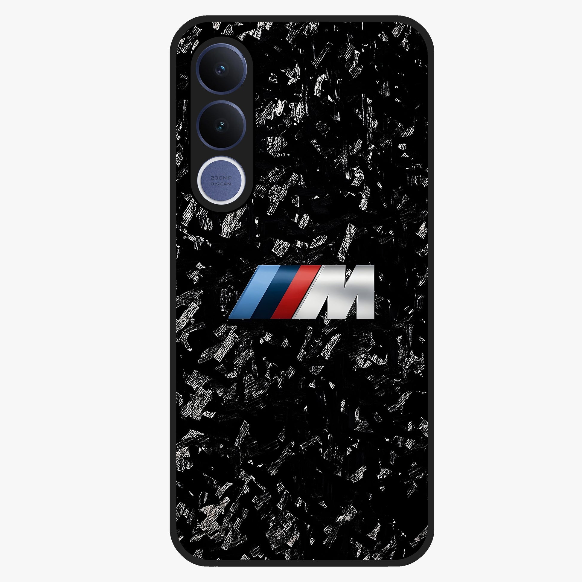 Carbon Speed Mark Glass Case showing flat back view with sporty carbon pattern artwork and glossy glass finish.