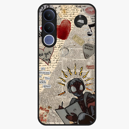 City Dream Sketch Glass Case showing flat back view with artistic city skyline sketch artwork and glossy glass finish.