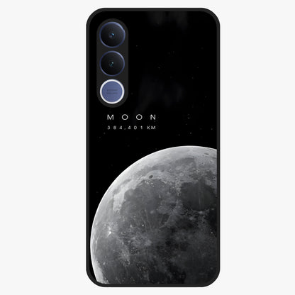 Cosmic Moon Glow Glass Case showing flat back view with glowing moon artwork and glossy glass finish.