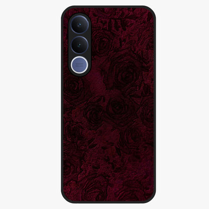 Crimson Fade Flow Glass Case showing flat back view with flowing crimson gradient artwork and glossy glass finish.