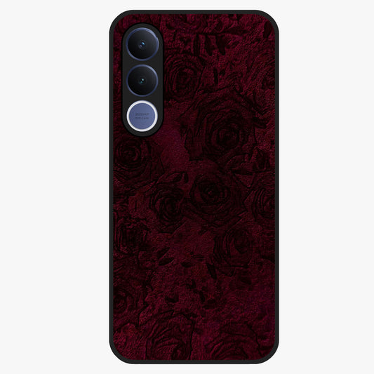 Crimson Fade Flow Glass Case showing flat back view with flowing crimson gradient artwork and glossy glass finish.
