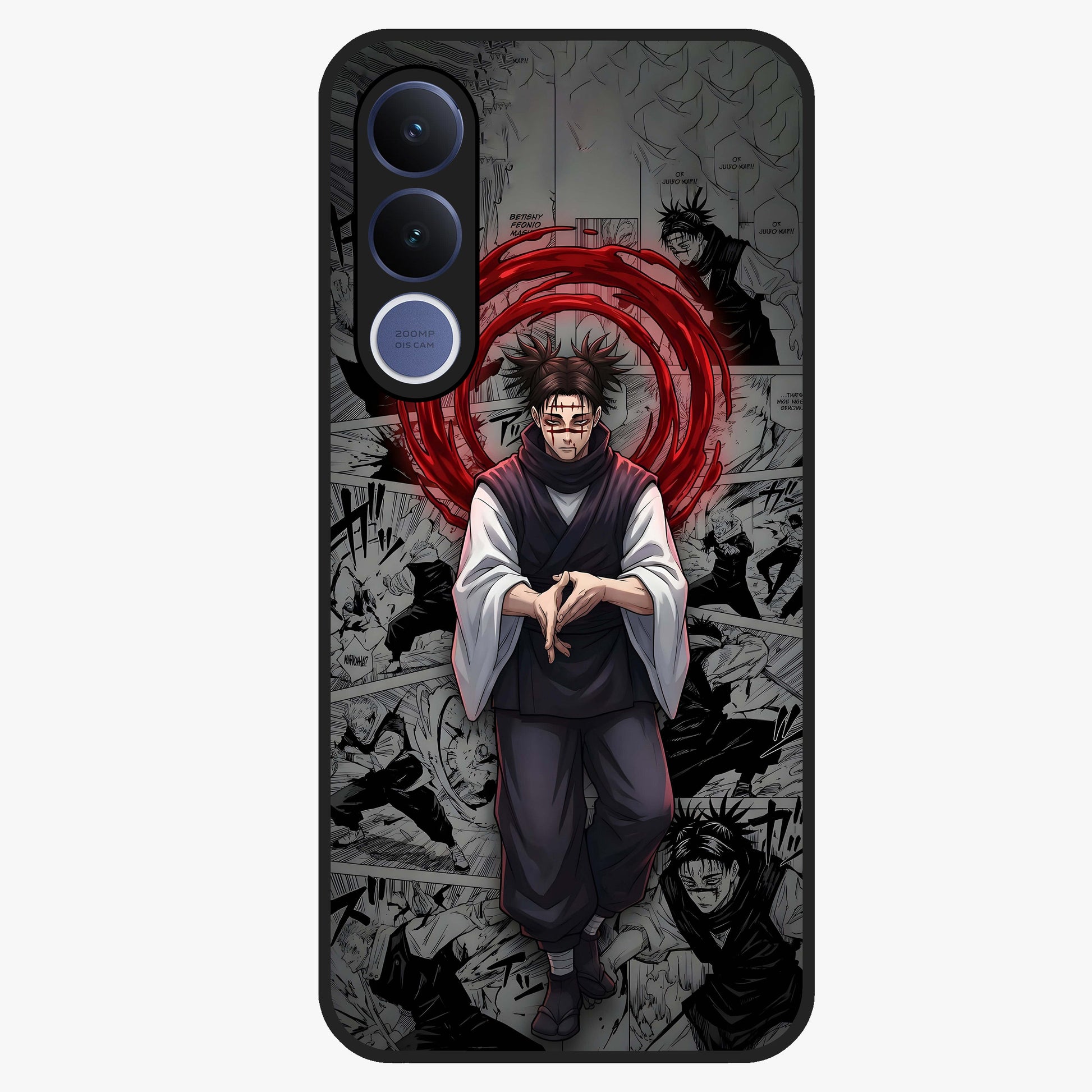 Cursed Ritual Ascension Glass Case showing flat back view with dark ritual themed artwork and glossy glass finish.