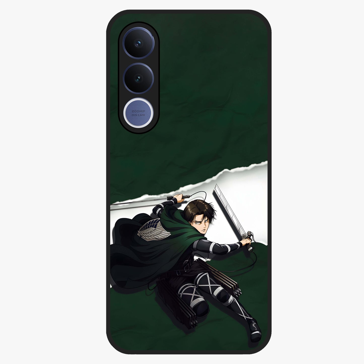 Emerald War Vanguard Glass Case showing flat back view with powerful warrior themed artwork and glossy glass finish.