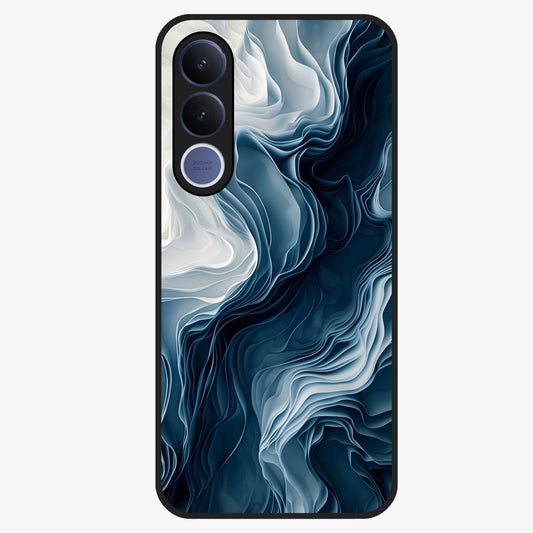 Ethereal Paper Marble Glass Case showing flat back view with soft marble paper texture artwork and glossy glass finish.