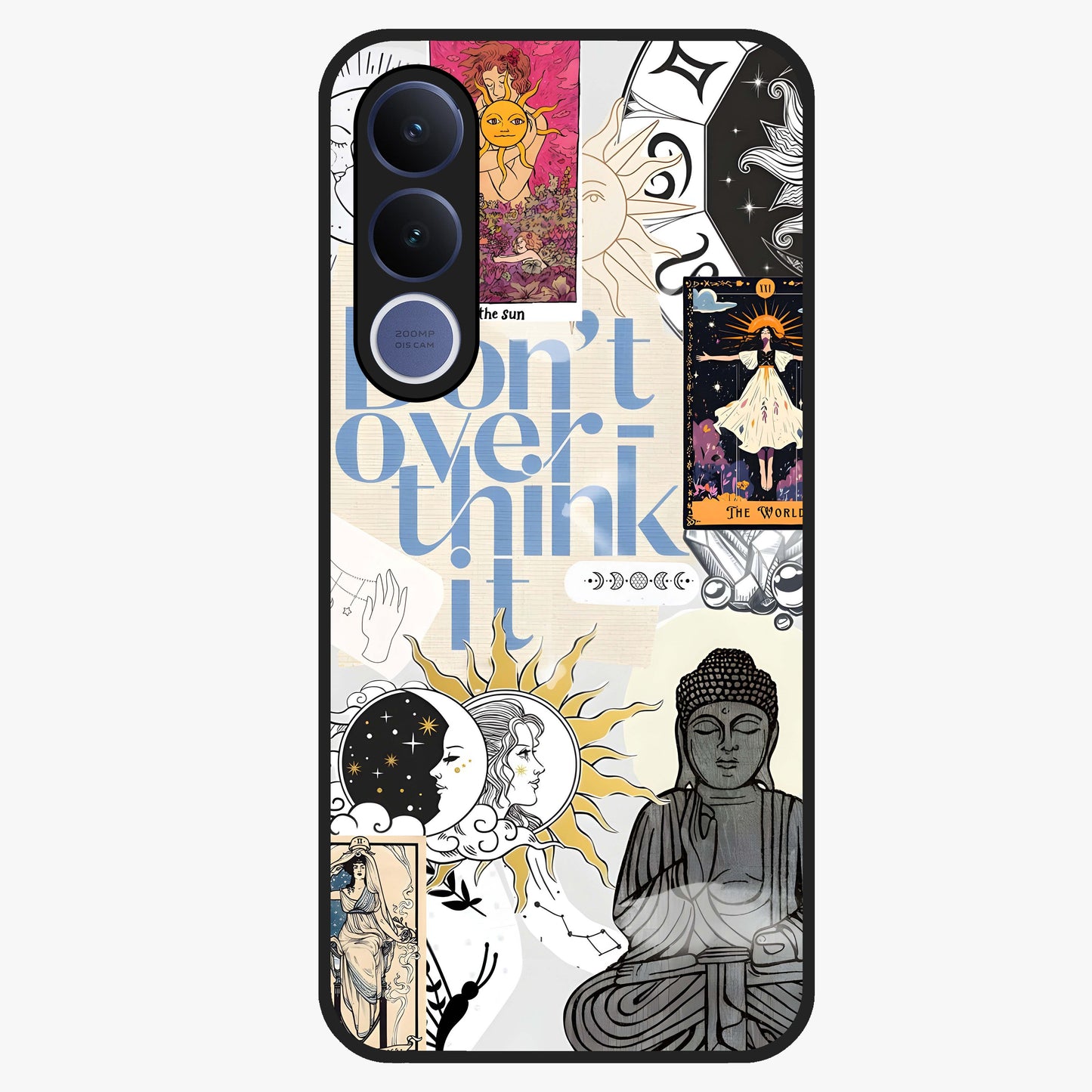 Ethereal Thoughts Glass Case showing flat back view with dreamy artistic artwork and glossy glass finish.