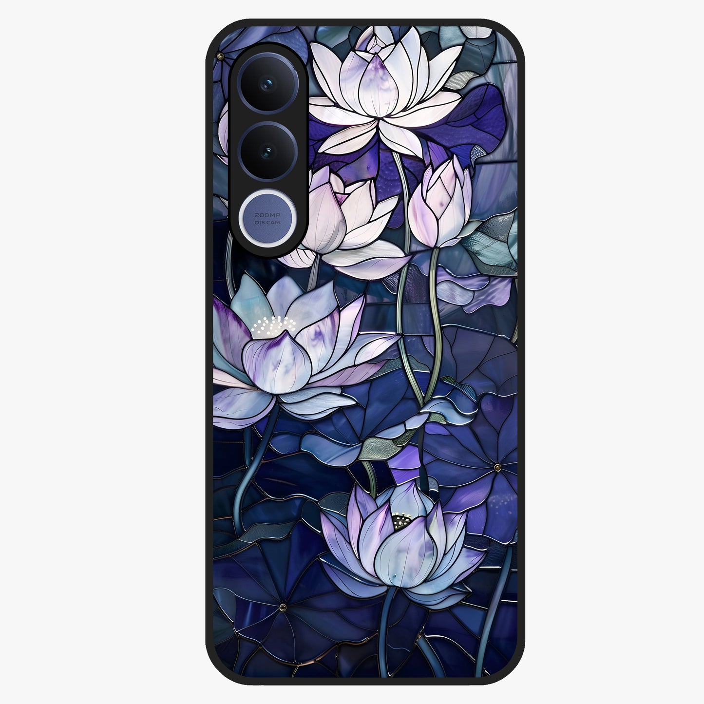 Gloss Petal Rush Glass Case showing flat back view with glossy flower petal artwork and smooth glass finish.