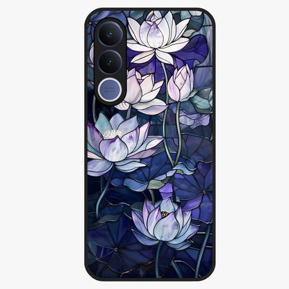 Gloss Petal Rush Glass Case showing flat back view with glossy flower petal artwork and smooth glass finish.