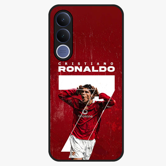 Goal Celebration Legacy Glass Case showing flat back view with football celebration inspired artwork and glossy glass finish.