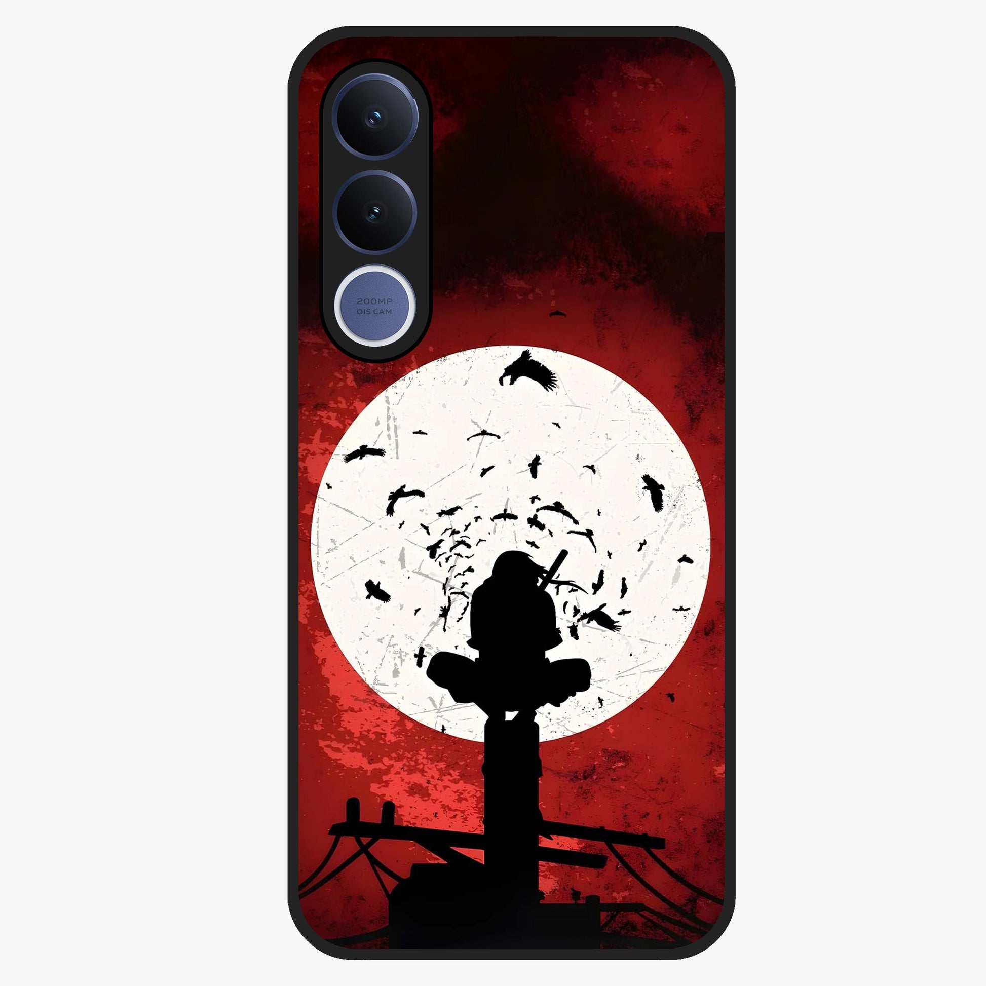 Itachi Limited Edition Naruto Anime Glass Case showing flat back view with iconic anime character artwork and glossy glass finish.