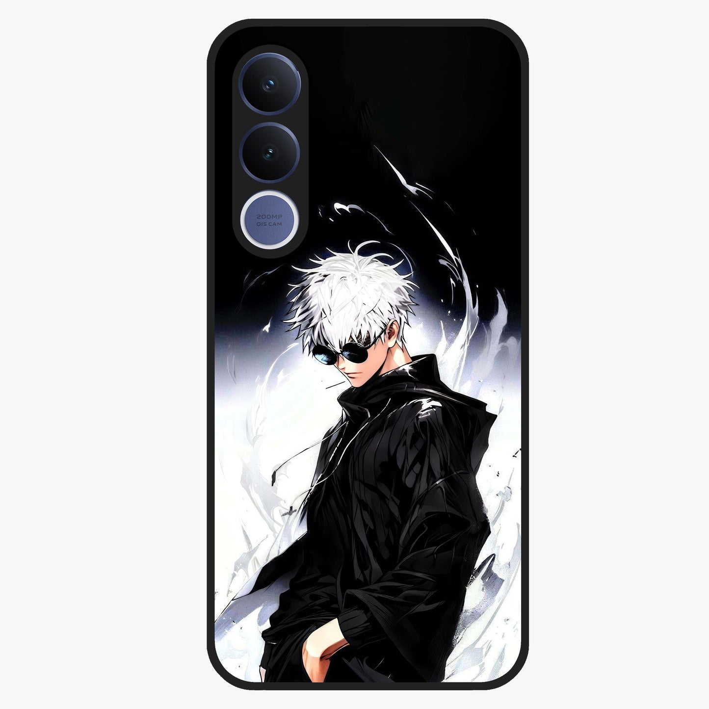 Limitless Shadow King Glass Case showing flat back view with powerful shadow warrior artwork and glossy glass finish.