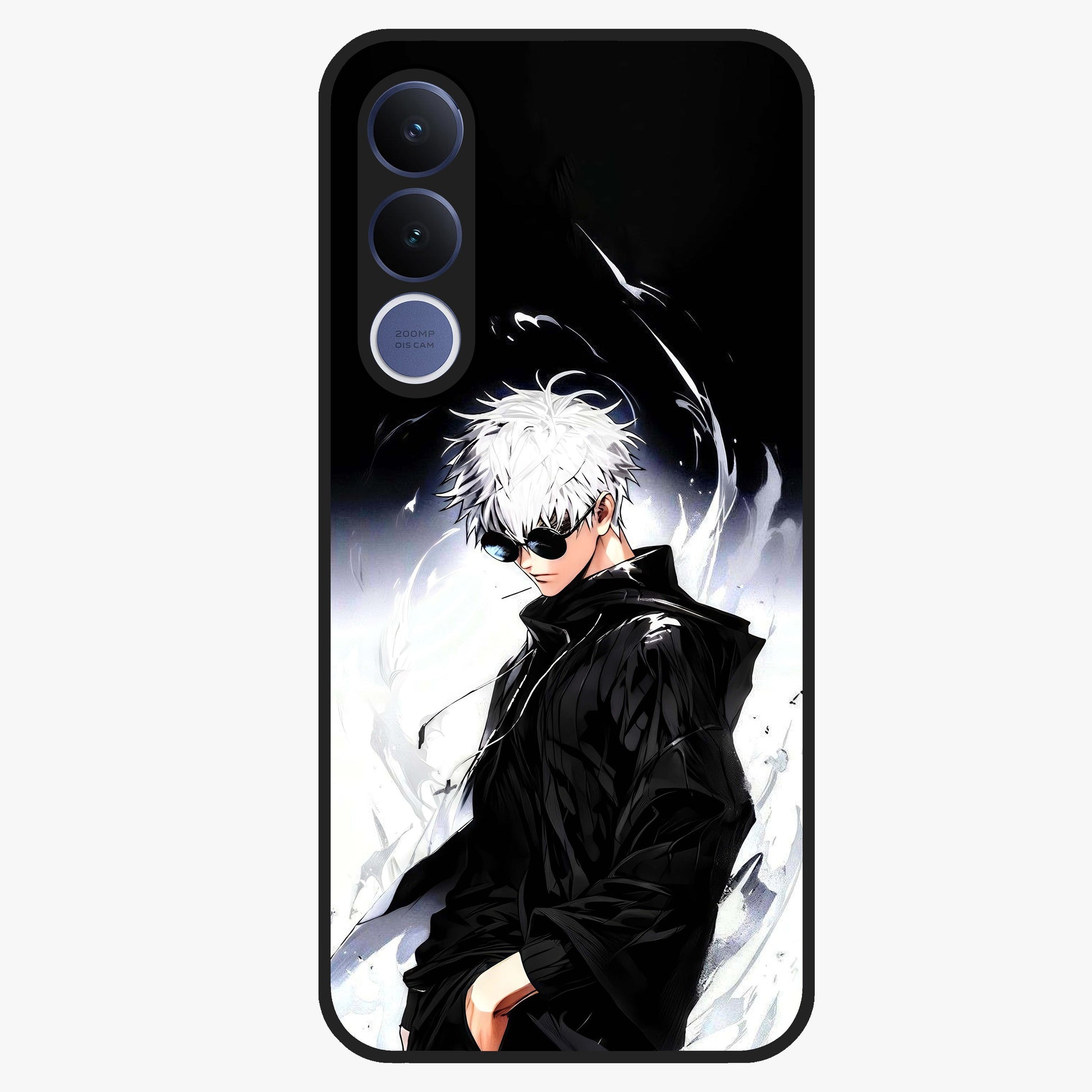 Limitless Shadow King Glass Case showing flat back view with powerful shadow warrior artwork and glossy glass finish.