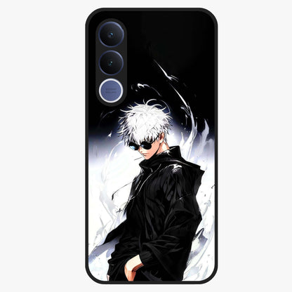 Limitless Shadow King Glass Case showing flat back view with powerful shadow warrior artwork and glossy glass finish.