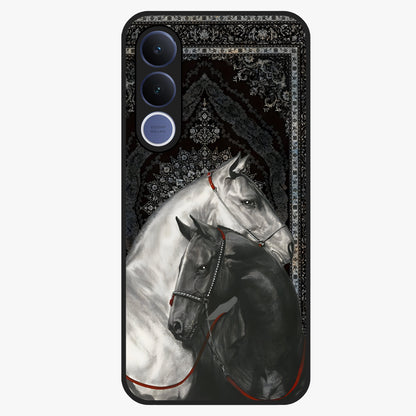 Majestic Ride Legacy Glass Case showing flat back view with powerful automotive inspired artwork and glossy glass finish.