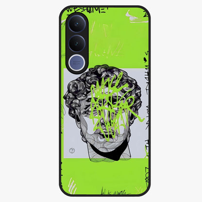 Neo Graffiti Rebellion Glass Case showing flat back view with vibrant graffiti artwork and glossy glass finish.