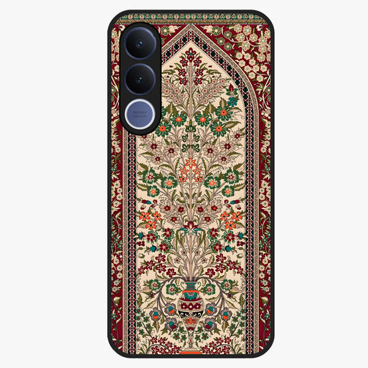 Persian Inspired Glass Case showing flat back view with ornate Persian style pattern artwork and glossy glass finish.