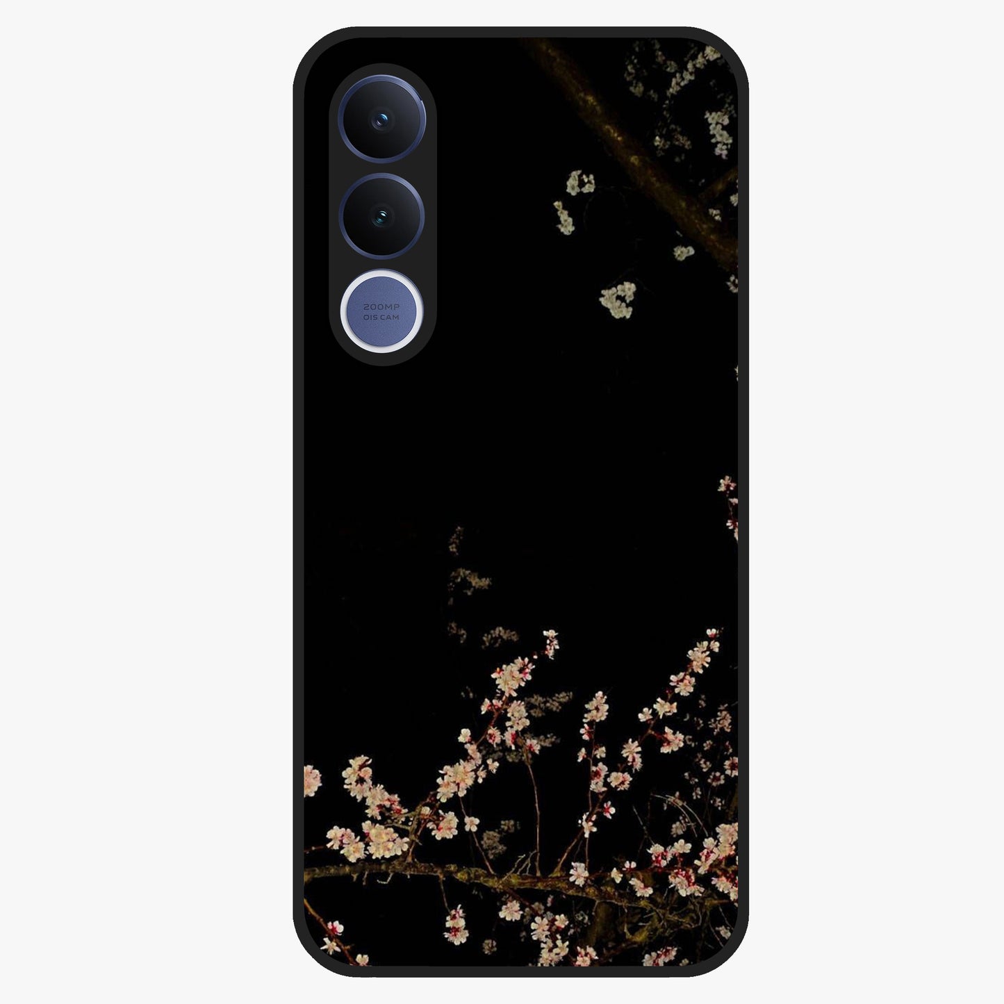 Petal Moon Light With Custom Name Glass Case showing flat back view with floral moonlight artwork and personalized name design.