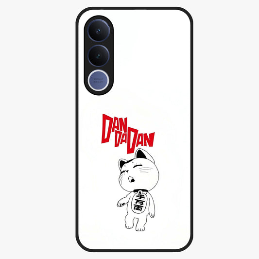 Playful Spirit Charm Glass Case showing flat back view with cheerful charm themed artwork and glossy glass finish.