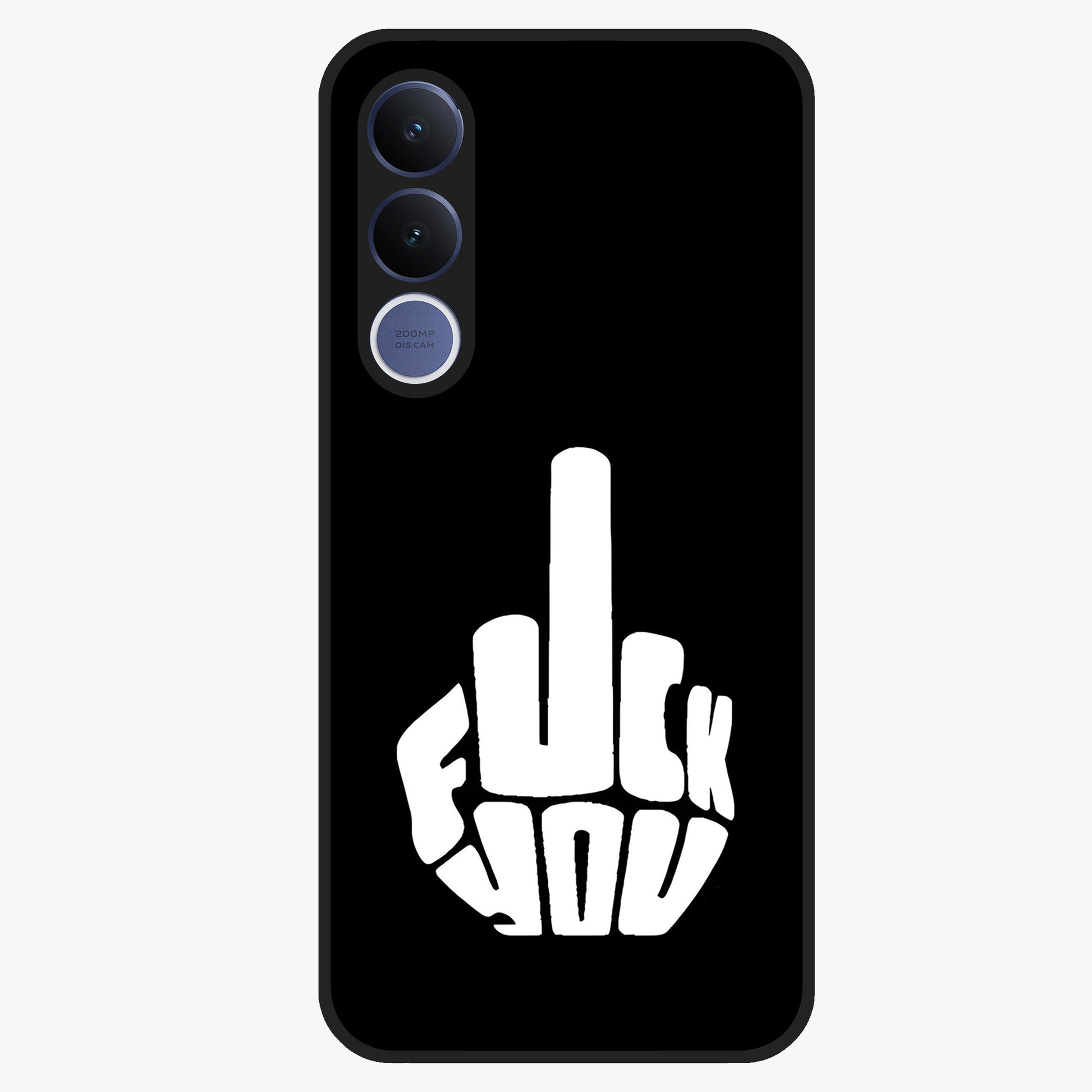 Rebel Mode On Glass Case showing flat back view with bold rebellious typography artwork and glossy glass finish.