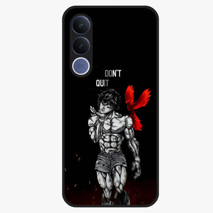 Rise Beyond Limits Glass Case showing flat back view with motivational typography artwork and glossy glass finish.