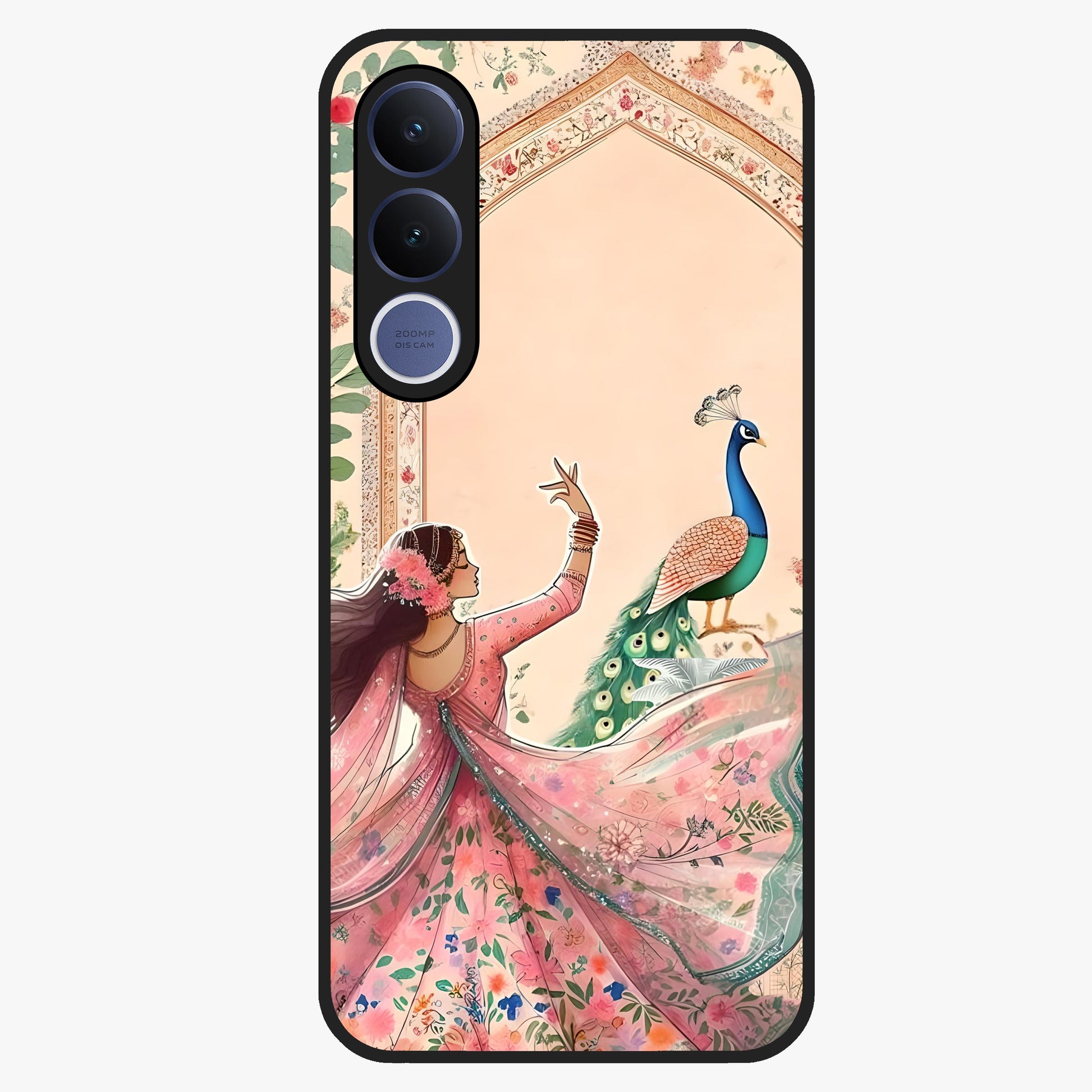 Royal Grace Muse Glass Case showing flat back view with elegant artistic artwork and glossy glass finish.