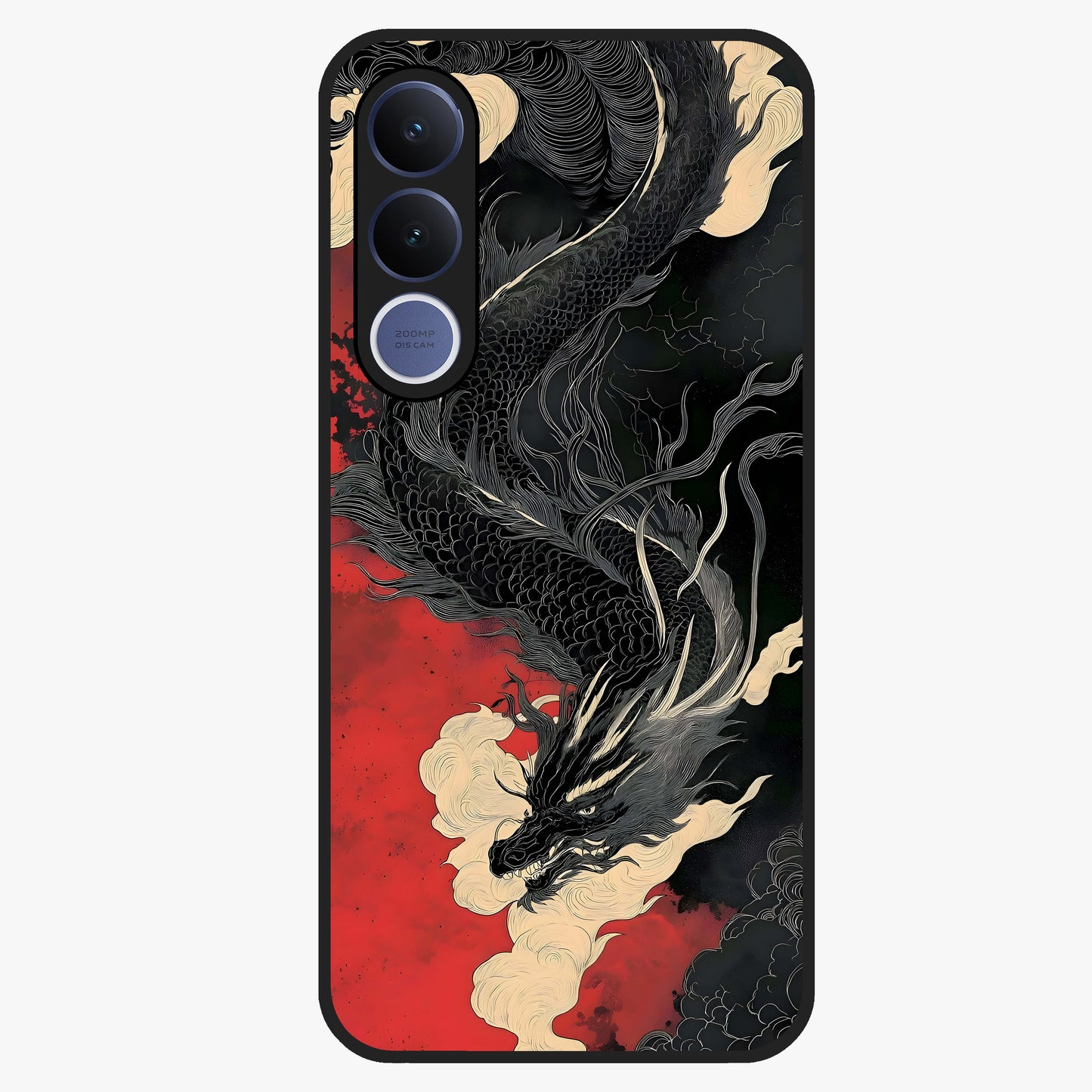 Shadow Dragon Fury Glass Case showing flat back view with fierce dragon artwork and glossy glass finish.