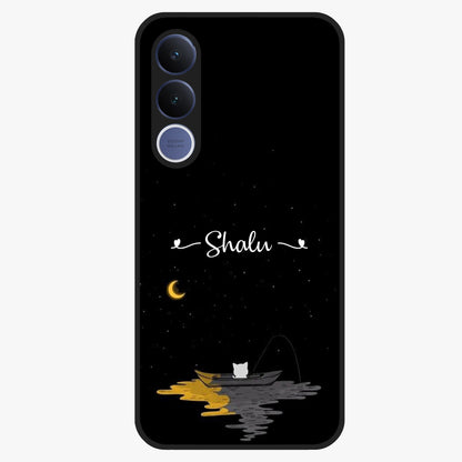 Silent Night Row Glass Case showing flat back view with calm night themed artwork and glossy glass finish.