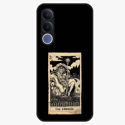 The Empress Glass Case showing flat back view with regal feminine artwork and glossy glass finish.