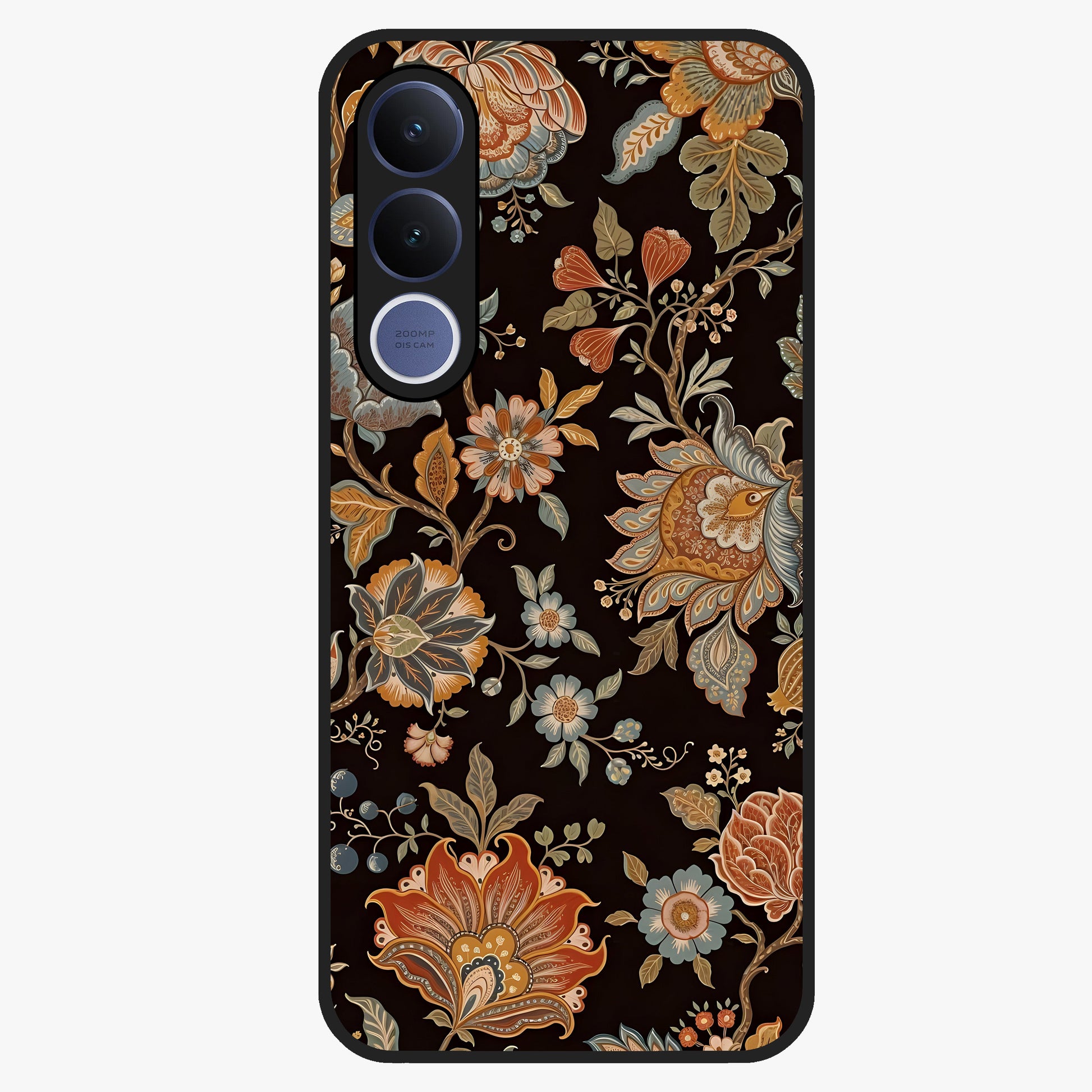 Vintage Floral Dream Glass Case showing flat back view with classic floral artwork and glossy glass finish.