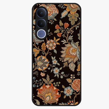 Vintage Floral Dream Glass Case showing flat back view with classic floral artwork and glossy glass finish.