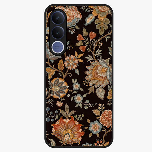 Vintage Floral Dream Glass Case showing flat back view with classic floral artwork and glossy glass finish.