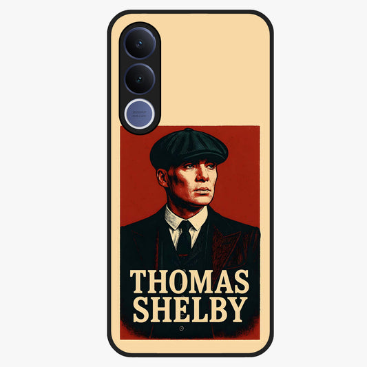 Vintage Mafia Authority Glass Case showing flat back view with bold vintage mafia inspired artwork and glossy glass finish.