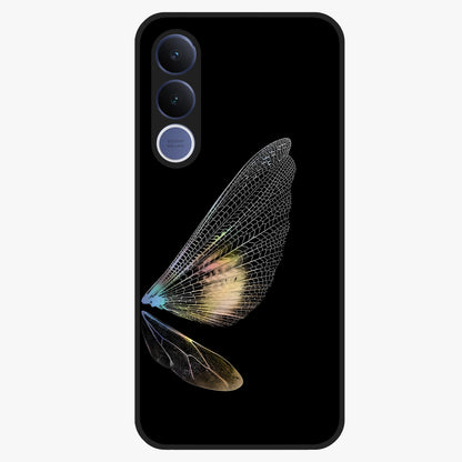 Whispers Of Wings Glass Case showing flat back view with graceful wing inspired artwork and glossy glass finish.