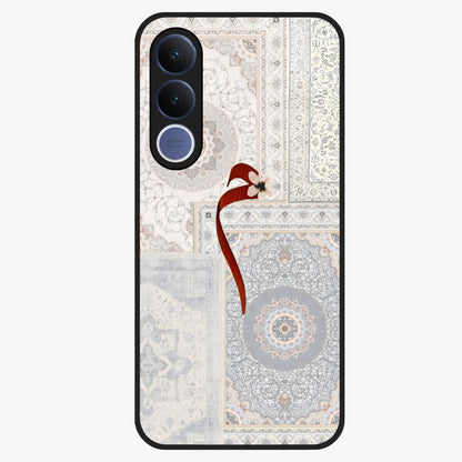 White Aesthetic Bow Glass Case showing flat back view with minimal bow artwork and glossy glass finish.