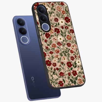 Biege Flower With Leaf Glass Case displayed in angled mockup highlighting minimal floral leaf design and elegant aesthetic.