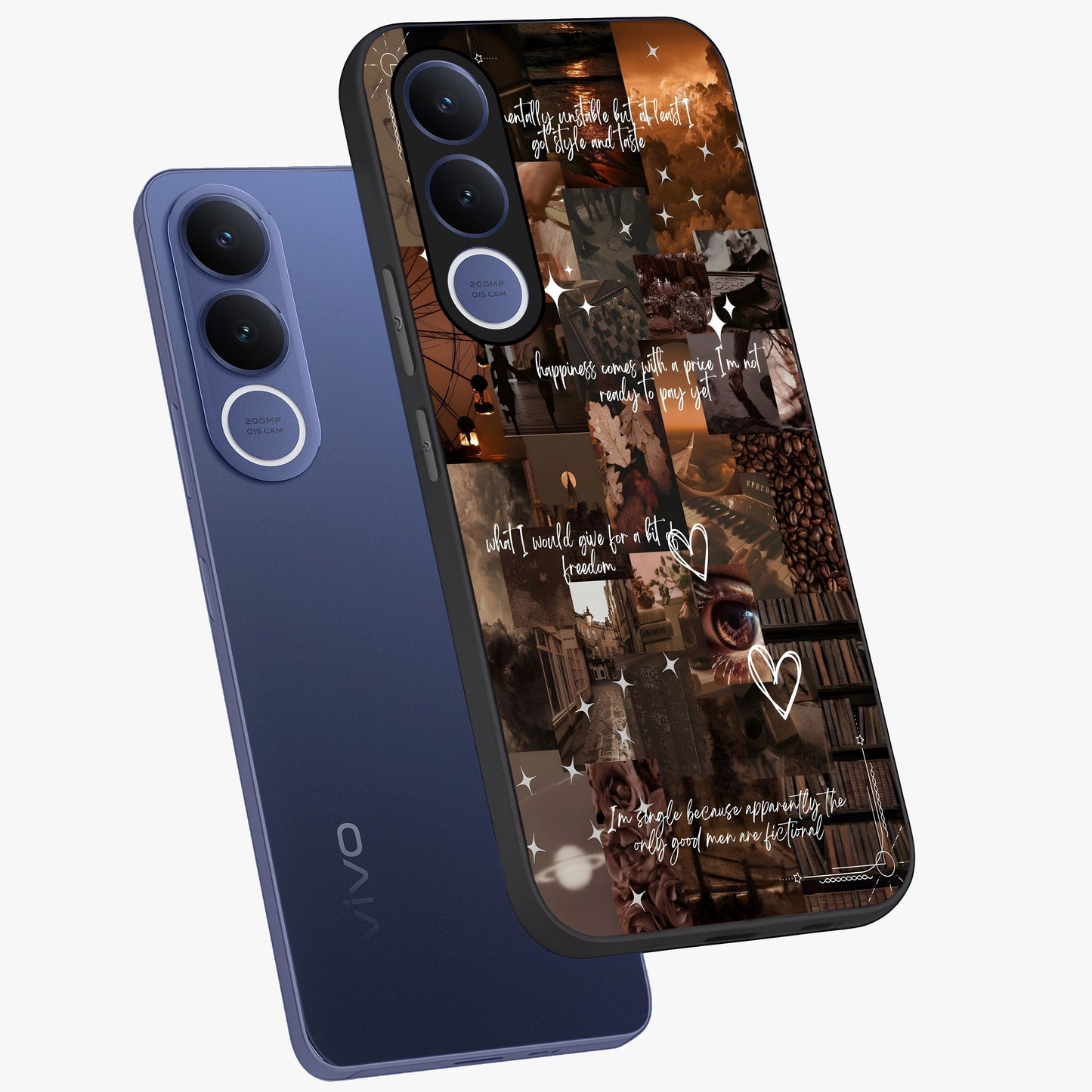 Bittersweet Aesthetic Chaos Glass Case displayed in angled mockup highlighting expressive abstract artwork and edgy aesthetic theme.