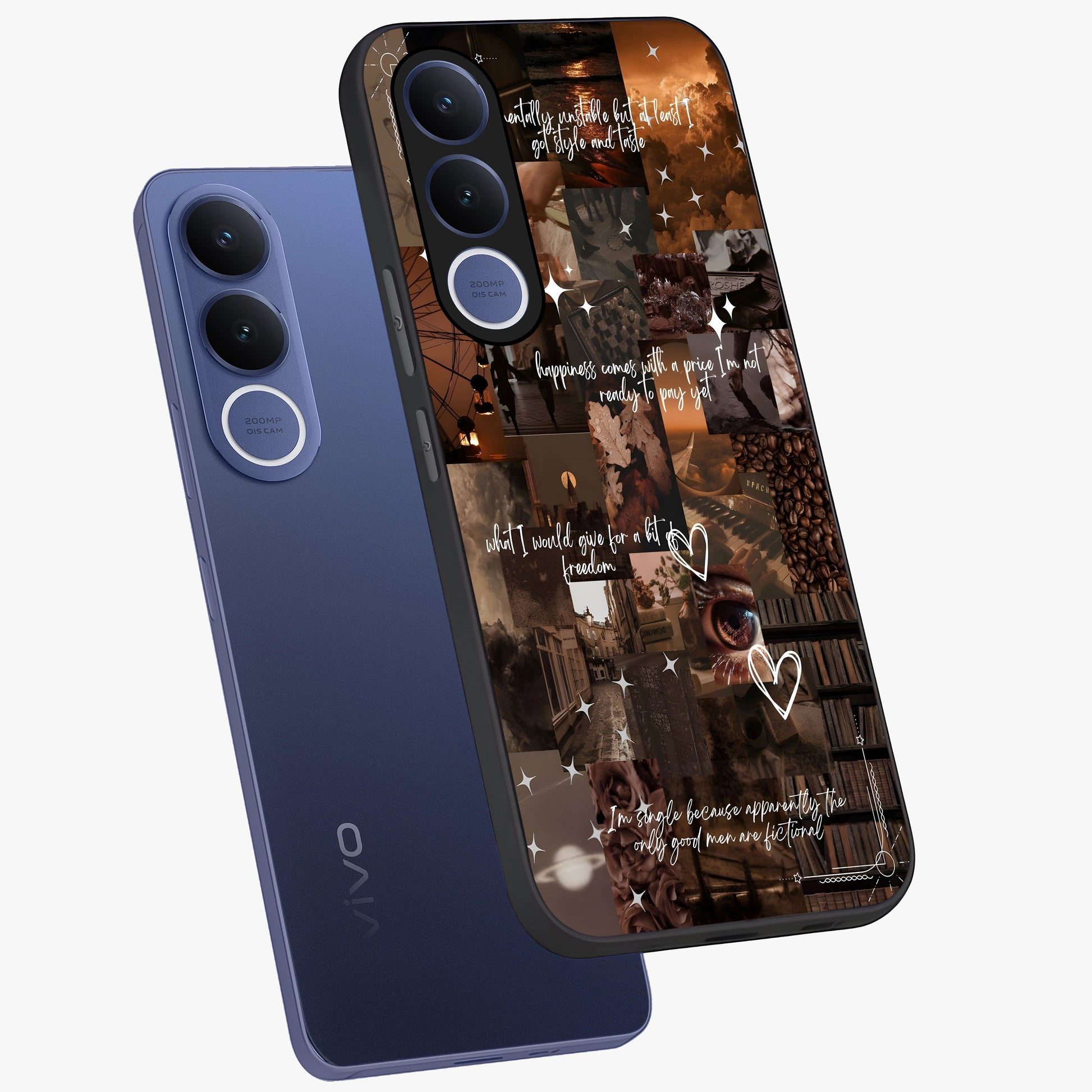 Bittersweet Aesthetic Chaos Glass Case displayed in angled mockup highlighting expressive abstract artwork and edgy aesthetic theme.