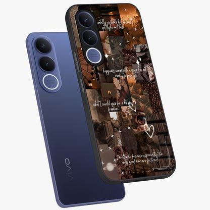 Bittersweet Aesthetic Chaos Glass Case displayed in angled mockup highlighting expressive abstract artwork and edgy aesthetic theme.