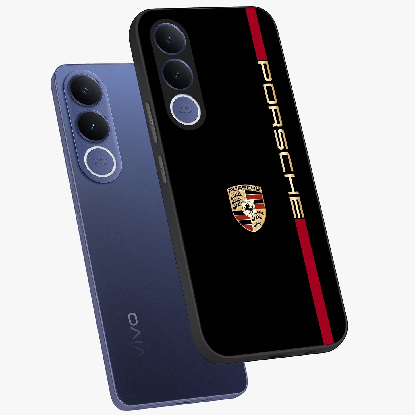 Black Minimal Porsche Glass Case displayed in angled mockup highlighting modern minimal car illustration and clean aesthetic design.