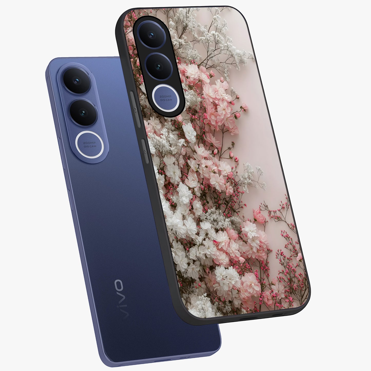 Blush Blossom Cloud Glass Case displayed in angled mockup highlighting soft cloud and blossom design with pastel aesthetic.