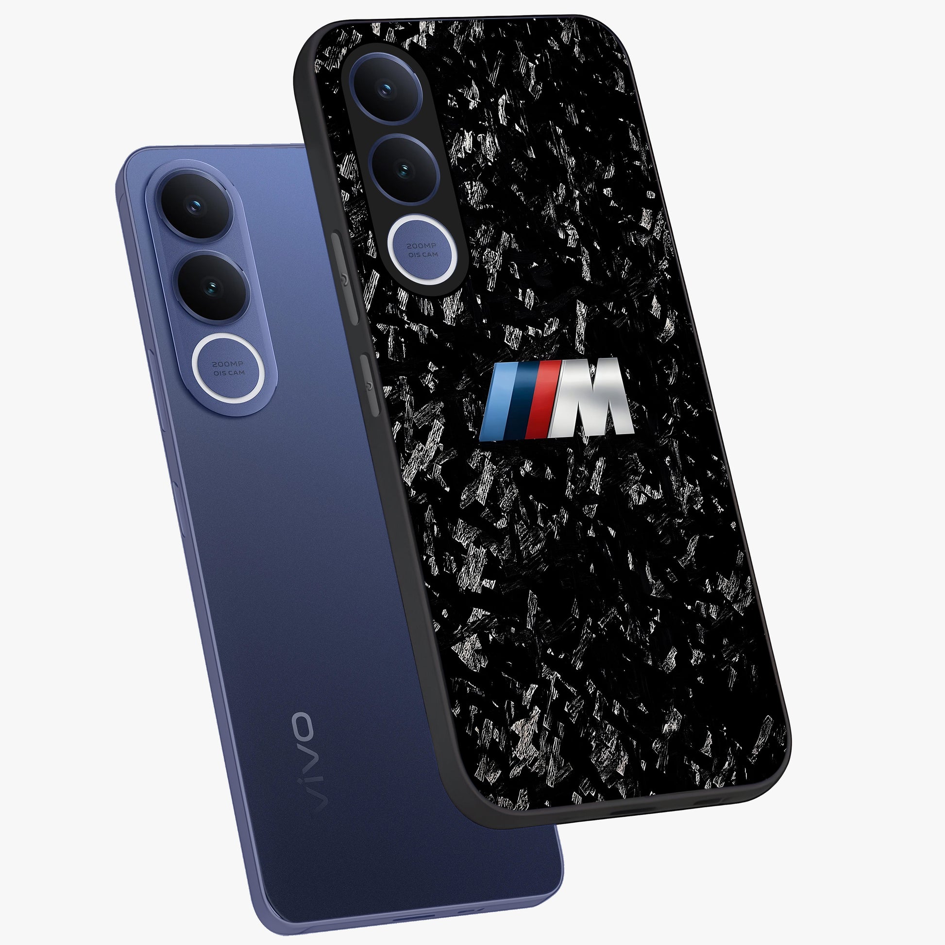 Carbon Speed Mark Glass Case displayed in angled mockup highlighting racing inspired carbon design and sleek aesthetic style.