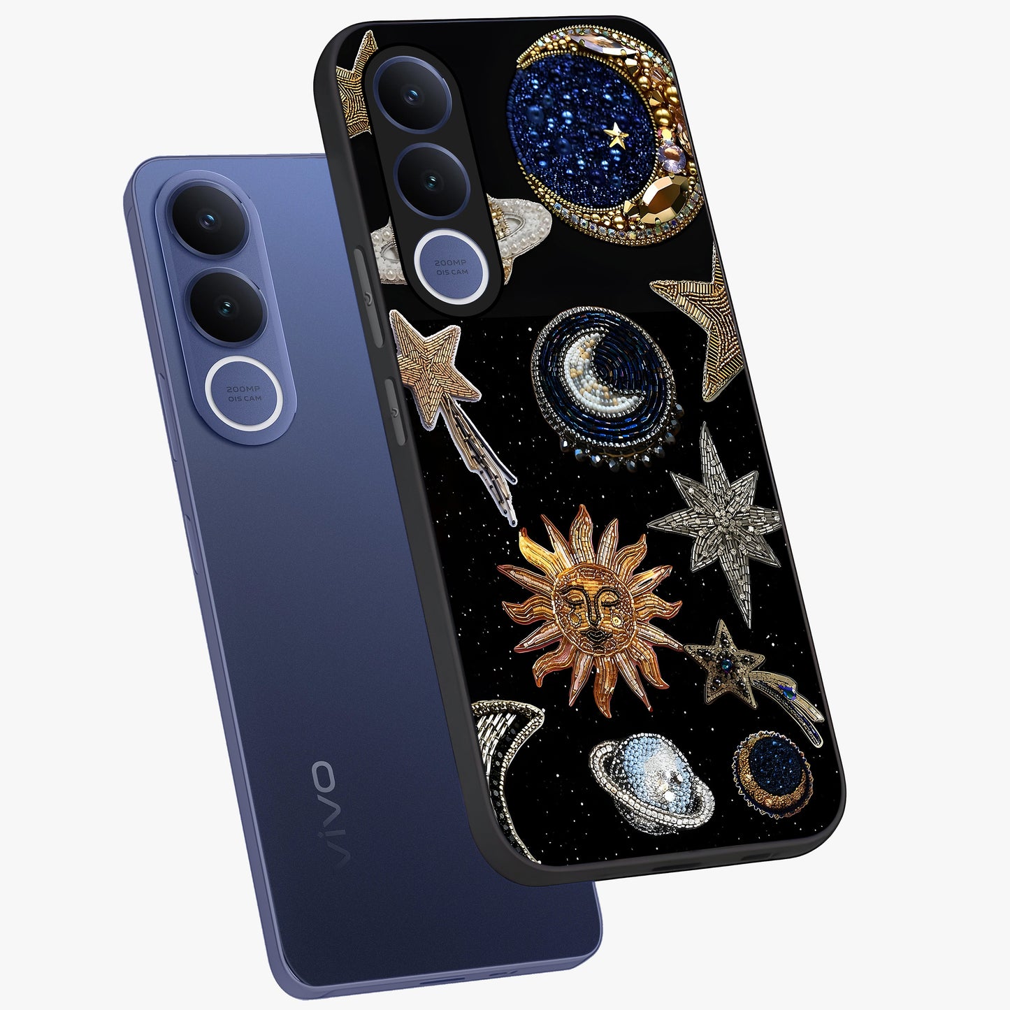 Celestial Gem Constellations Glass Case displayed in angled mockup highlighting gemstone inspired constellation design.