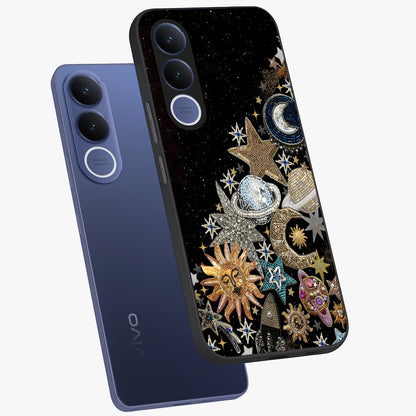 Cosmic Sparkle Dreams Glass Case displayed in angled mockup highlighting dreamy star sparkle design with celestial aesthetic.