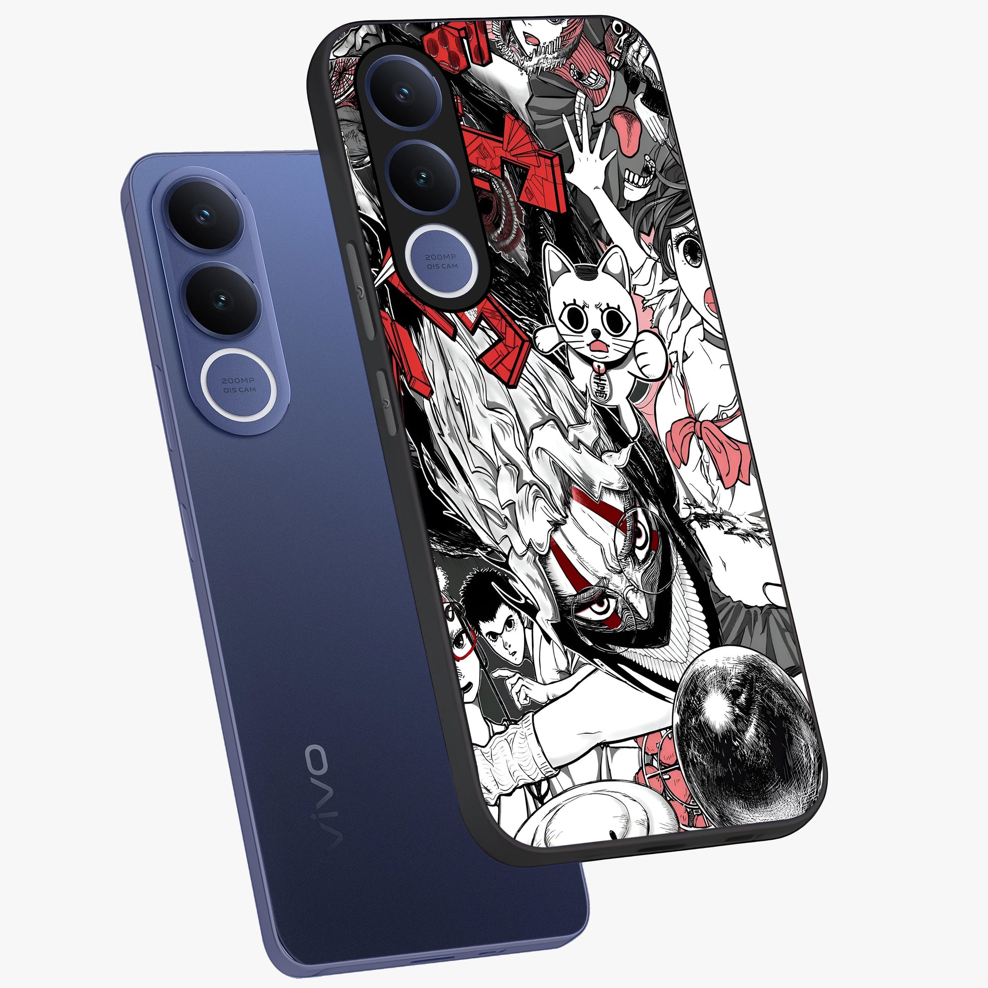 Crimson Chaos Panel Glass Case displayed in angled mockup highlighting chaotic panel style design with modern graphic theme.