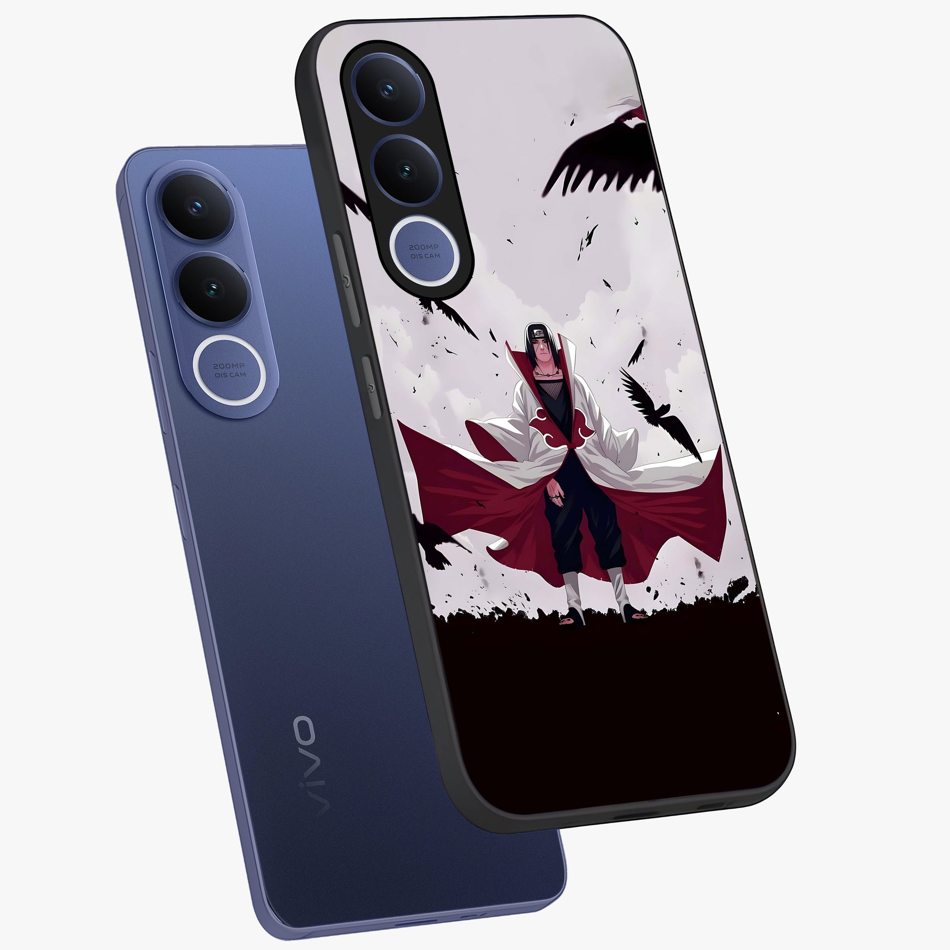 Crimson Crow Ascension Glass Case displayed in angled mockup highlighting powerful crow illustration with dark crimson aesthetic.