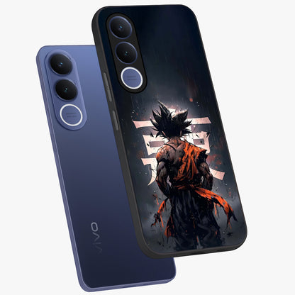 Dark Warrior In Rain Glass Case displayed in angled mockup highlighting dramatic warrior illustration with dark rain aesthetic.