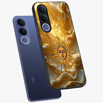 Eternal Golden Glow Glass Case displayed in angled mockup highlighting glowing golden aesthetic design with elegant style.