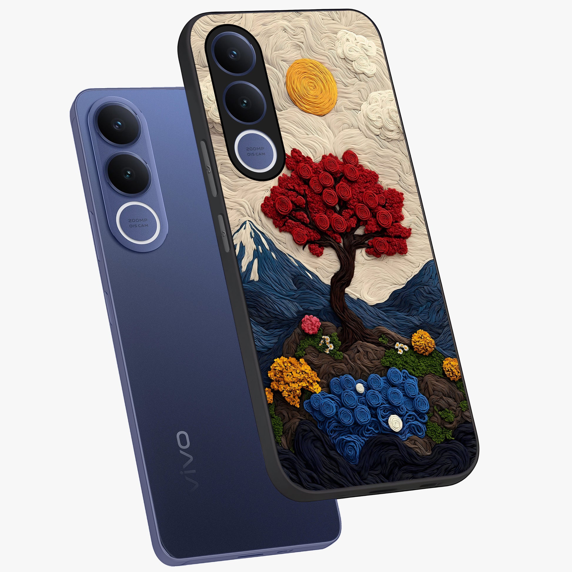 Eternal Nature Tapestry Glass Case displayed in angled mockup highlighting detailed botanical pattern with artistic aesthetic.