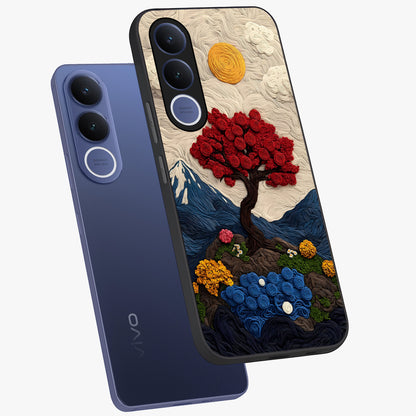 Eternal Nature Tapestry Glass Case displayed in angled mockup highlighting detailed botanical pattern with artistic aesthetic.