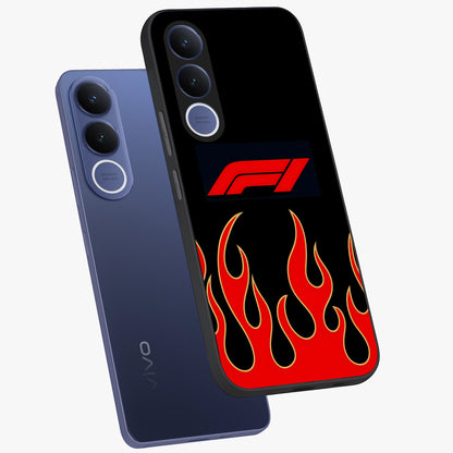 Fire F11 Glass Case displayed in angled mockup highlighting bold fire inspired graphic with energetic aesthetic style.