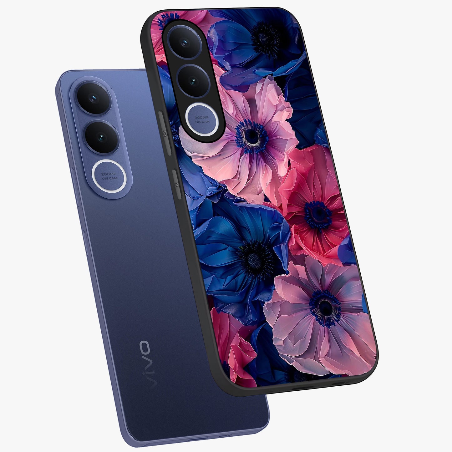 Flower Paper Art Pattern Glass Case displayed in angled mockup highlighting layered paper flower design with artistic aesthetic.